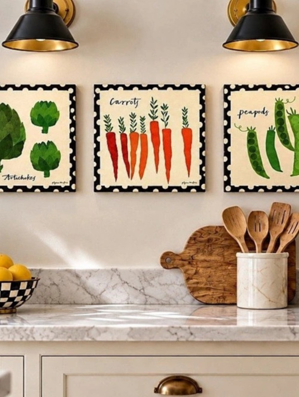 Pilgrim Waters Artichokes, Carrots & Peapods kitchen wall art set Kitchen Wall